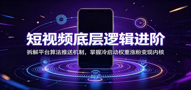 短视频底层逻辑进阶:拆解平台算法推送机制,掌握冷启动权重涨粉变现内核网创-网赚-电商-tk-出海-AI-抖音-快手-小红书-视频号-玩法-创业-小程序-公众号-私域-s粉网创智库