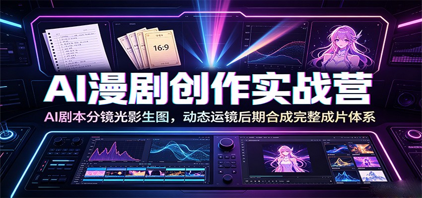 AI漫剧创作实战营：AI剧本分镜光影生图，动态运镜后期合成完整成片体系 - 网创智库网创-网赚-电商-tk-出海-AI-抖音-快手-小红书-视频号-玩法-创业-小程序-公众号-私域-s粉网创智库