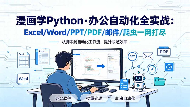 漫画学Python·办公自动化全实战:Excel/Word/PPT/PDF/邮件/爬虫一网打尽网创-网赚-电商-tk-出海-AI-抖音-快手-小红书-视频号-玩法-创业-小程序-公众号-私域-s粉网创智库