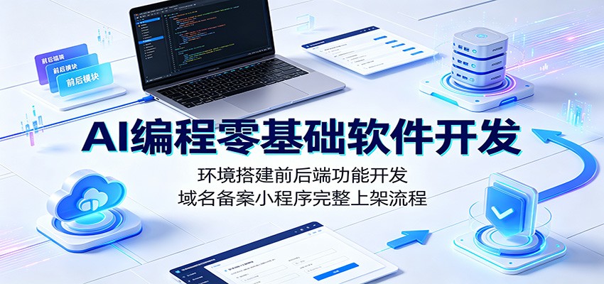 AI编程零基础软件开发:环境搭建前后端功能开发,域名备案小程序完整上架流程 - 网创智库网创-网赚-电商-tk-出海-AI-抖音-快手-小红书-视频号-玩法-创业-小程序-公众号-私域-s粉网创智库