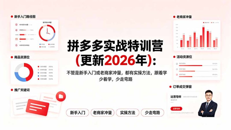 拼多多实战特训营(更新2026年网创-网赚-电商-tk-出海-AI-抖音-快手-小红书-视频号-玩法-创业-小程序-公众号-私域-s粉网创智库