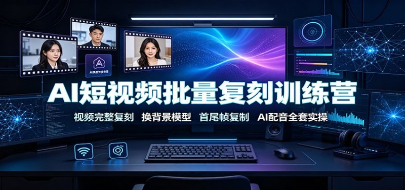 AI短视频批量复刻训练营:视频完整复刻,换背景模型、首尾帧复制、AI配音全套实操网创-网赚-电商-tk-出海-AI-抖音-快手-小红书-视频号-玩法-创业-小程序-公众号-私域-s粉网创智库