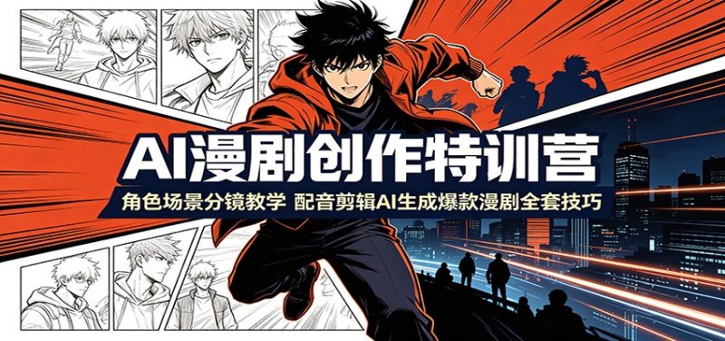 AI漫剧创作特训营:角色场景分镜教学,配音剪辑AI生成爆款漫剧全套技巧网创-网赚-电商-tk-出海-AI-抖音-快手-小红书-视频号-玩法-创业-小程序-公众号-私域-s粉网创智库