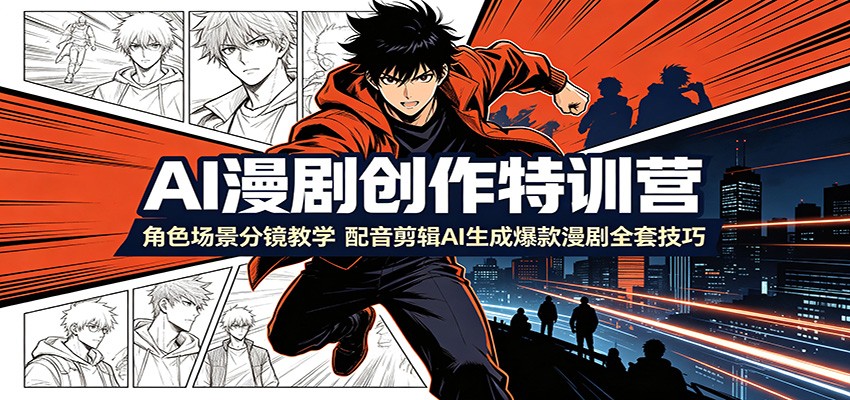 AI漫剧创作特训营:角色场景分镜教学,配音剪辑AI生成爆款漫剧全套技巧 - 网创智库网创-网赚-电商-tk-出海-AI-抖音-快手-小红书-视频号-玩法-创业-小程序-公众号-私域-s粉网创智库