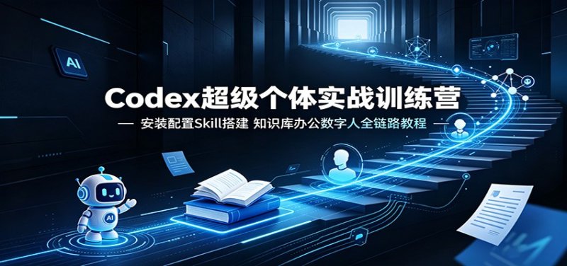 Codex超级个体实战训练营：安装配置Skill搭建，知识库办公数字人全链路教程网创-网赚-电商-tk-出海-AI-抖音-快手-小红书-视频号-玩法-创业-小程序-公众号-私域-s粉网创智库