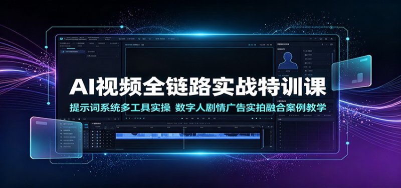 AI视频全链路实战特训课:提示词系统多工具实操,数字人剧情广告实拍融合案例教学网创-网赚-电商-tk-出海-AI-抖音-快手-小红书-视频号-玩法-创业-小程序-公众号-私域-s粉网创智库