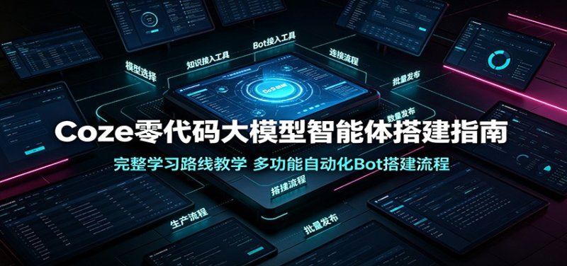 Coze零代码大模型智能体搭建指南：完整学习路线教学，多功能自动化Bot搭建流程网创-网赚-电商-tk-出海-AI-抖音-快手-小红书-视频号-玩法-创业-小程序-公众号-私域-s粉网创智库
