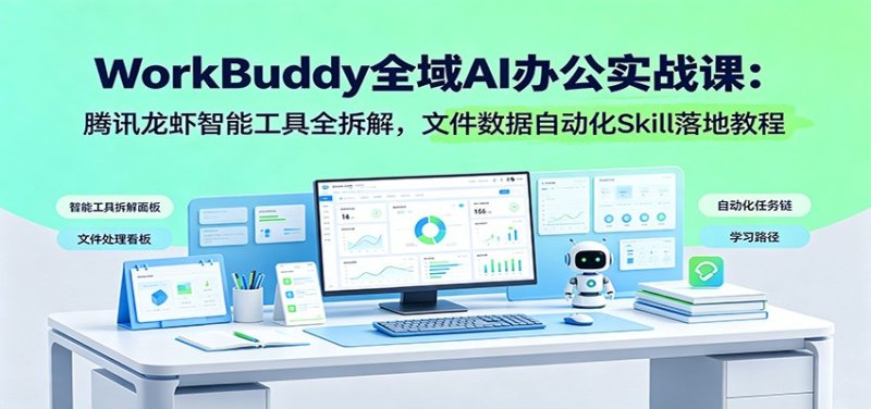 WorkBuddy全域AI办公实战课:腾讯龙虾智能工具全拆解,文件数据自动化Skill落地教程网创-网赚-电商-tk-出海-AI-抖音-快手-小红书-视频号-玩法-创业-小程序-公众号-私域-s粉网创智库