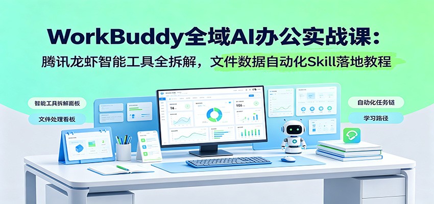 WorkBuddy全域AI办公实战课：腾讯龙虾智能工具全拆解，文件数据自动化Skill落地教程 - 网创智库网创-网赚-电商-tk-出海-AI-抖音-快手-小红书-视频号-玩法-创业-小程序-公众号-私域-s粉网创智库
