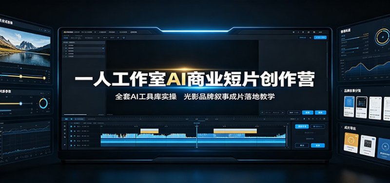 一人工作室AI商业短片创作营：全套AI工具库实操，光影品牌叙事成片落地教学网创-网赚-电商-tk-出海-AI-抖音-快手-小红书-视频号-玩法-创业-小程序-公众号-私域-s粉网创智库