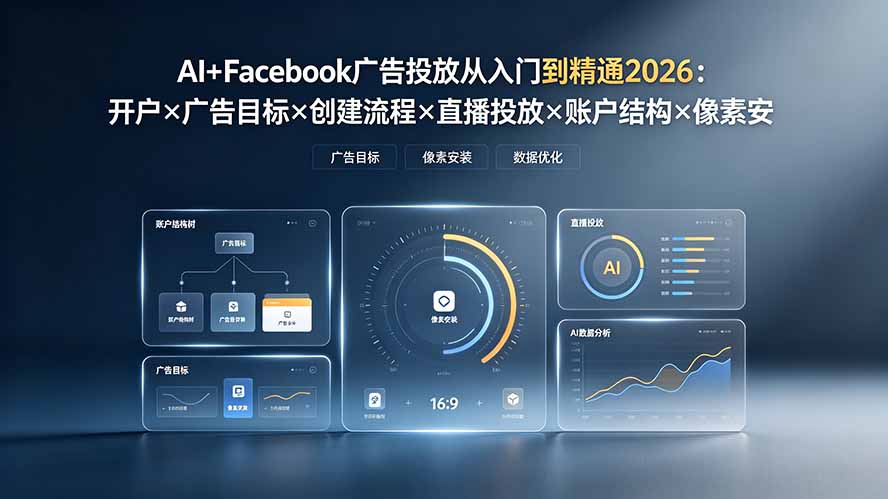 AI+Facebook广告投放从入门到精通2026：开户×广告目标×创建流程×直播投放×账户结构×像素安装×AI赋能 - 网创智库网创-网赚-电商-tk-出海-AI-抖音-快手-小红书-视频号-玩法-创业-小程序-公众号-私域-s粉网创智库