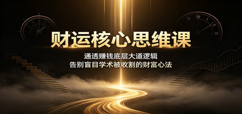 财运核心思维课：通透赚钱底层大道逻辑，告别盲目学术被收割的财富心法网创-网赚-电商-tk-出海-AI-抖音-快手-小红书-视频号-玩法-创业-小程序-公众号-私域-s粉网创智库
