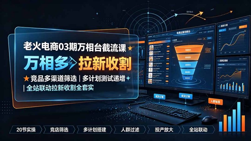 老火电商03期万相台截流课：竞品多渠道筛选｜多计划测试递增｜全站联动拉新收割全套实操教学网创-网赚-电商-tk-出海-AI-抖音-快手-小红书-视频号-玩法-创业-小程序-公众号-私域-s粉网创智库