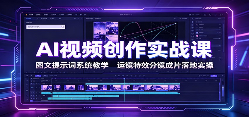 AI视频创作实战课:图文提示词系统教学,运镜特效分镜成片落地实操 - 网创智库网创-网赚-电商-tk-出海-AI-抖音-快手-小红书-视频号-玩法-创业-小程序-公众号-私域-s粉网创智库