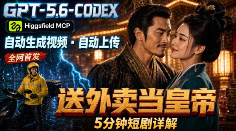 GPT-5.6 Codex+Higgsfield MCP:一条指令生成5分钟短剧并自动上传YouTube(油管)网创-网赚-电商-tk-出海-AI-抖音-快手-小红书-视频号-玩法-创业-小程序-公众号-私域-s粉网创智库