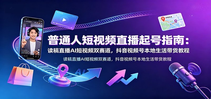 普通人短视频直播起号指南:读稿直播AI短视频双赛道,抖音视频号本地生活带货教程网创-网赚-电商-tk-出海-AI-抖音-快手-小红书-视频号-玩法-创业-小程序-公众号-私域-s粉网创智库
