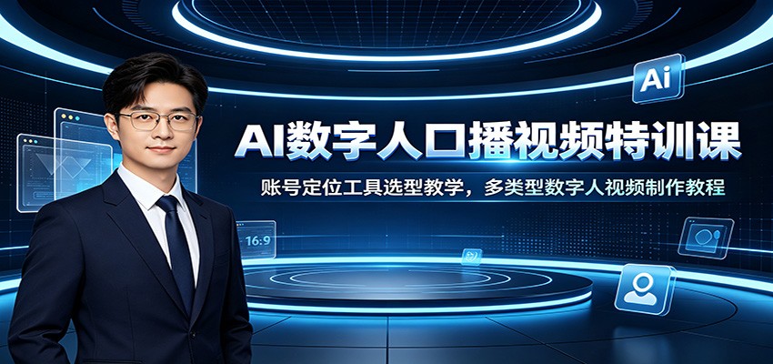 AI数字人口播视频特训课：账号定位工具选型教学，多类型数字人视频制作教程 - 网创智库网创-网赚-电商-tk-出海-AI-抖音-快手-小红书-视频号-玩法-创业-小程序-公众号-私域-s粉网创智库
