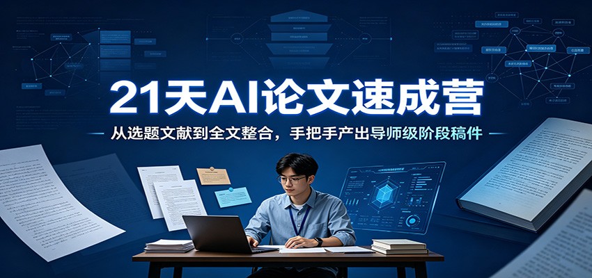 21天AI论文速成营:从选题文献到全文整合,手把手产出导师级阶段稿件 - 网创智库网创-网赚-电商-tk-出海-AI-抖音-快手-小红书-视频号-玩法-创业-小程序-公众号-私域-s粉网创智库