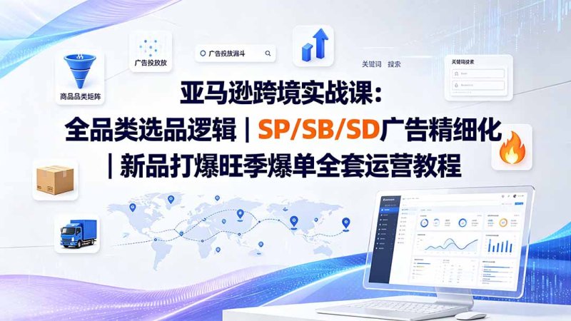 亚马逊跨境实战课-更新：全品类选品逻辑｜SP/SB/SD广告精细化｜新品打爆旺季爆单全套运营教程网创-网赚-电商-tk-出海-AI-抖音-快手-小红书-视频号-玩法-创业-小程序-公众号-私域-s粉网创智库