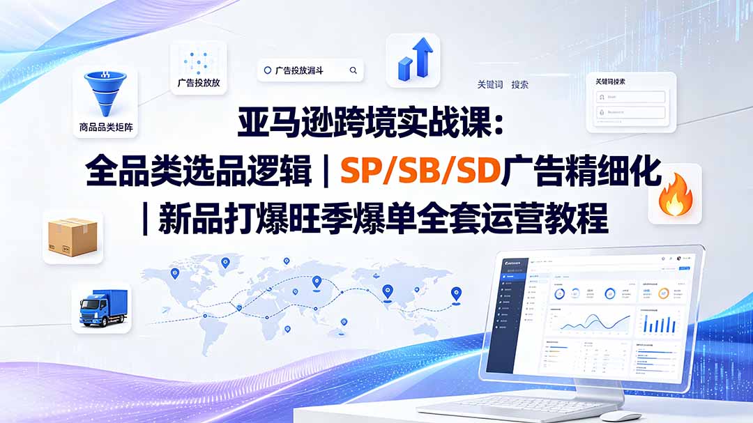 亚马逊跨境实战课-更新：全品类选品逻辑｜SP/SB/SD广告精细化｜新品打爆旺季爆单全套运营教程 - 网创智库网创-网赚-电商-tk-出海-AI-抖音-快手-小红书-视频号-玩法-创业-小程序-公众号-私域-s粉网创智库