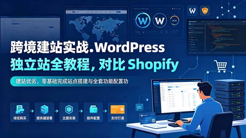 跨境建站实战:WordPress 独立站全教程,对比 Shopify 建站优劣,零基础完成站点搭建与全套功能配置网创-网赚-电商-tk-出海-AI-抖音-快手-小红书-视频号-玩法-创业-小程序-公众号-私域-s粉网创智库