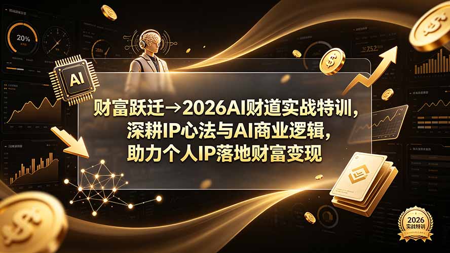 财富跃迁→2026AI财道实战特训，深耕IP心法与AI商业逻辑，助力个人IP落地财富变现 - 网创智库网创-网赚-电商-tk-出海-AI-抖音-快手-小红书-视频号-玩法-创业-小程序-公众号-私域-s粉网创智库