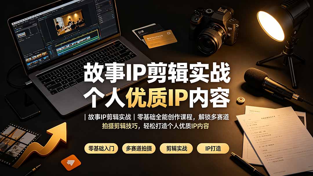 故事IP剪辑实战｜零基础全能创作课程，解锁多赛道拍摄剪辑技巧，轻松打造个人优质IP内容 - 网创智库网创-网赚-电商-tk-出海-AI-抖音-快手-小红书-视频号-玩法-创业-小程序-公众号-私域-s粉网创智库