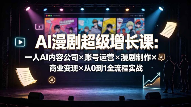 AI漫剧超级增长课：一人AI内容公司×账号运营×漫剧制作×商业变现×从0到1全流程实战网创-网赚-电商-tk-出海-AI-抖音-快手-小红书-视频号-玩法-创业-小程序-公众号-私域-s粉网创智库