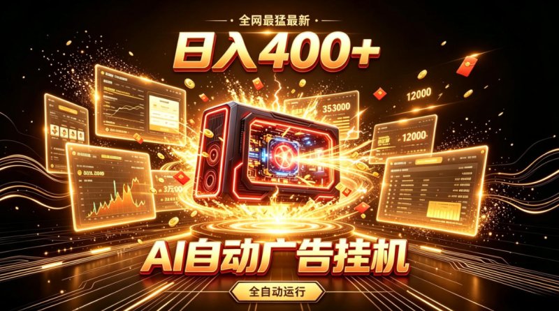 全网最猛最新的AI自动广告挂G,狠收益日入400+,真正做到躺賺式变现【揭秘】网创-网赚-电商-tk-出海-AI-抖音-快手-小红书-视频号-玩法-创业-小程序-公众号-私域-s粉网创智库