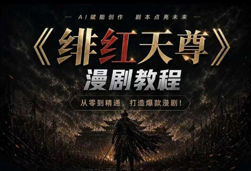 绯红天尊AI漫剧系统教程｜从零入门到精通，工具运用+剧本创作+爆款逻辑+提示词素材+镜头剪辑，全套爆款漫剧落地实战课网创-网赚-电商-tk-出海-AI-抖音-快手-小红书-视频号-玩法-创业-小程序-公众号-私域-s粉网创智库