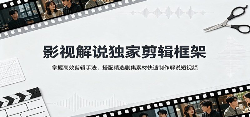 影视解说独家剪辑框架：掌握高效剪辑手法，搭配精选剧集素材快速制作解说短视频网创-网赚-电商-tk-出海-AI-抖音-快手-小红书-视频号-玩法-创业-小程序-公众号-私域-s粉网创智库