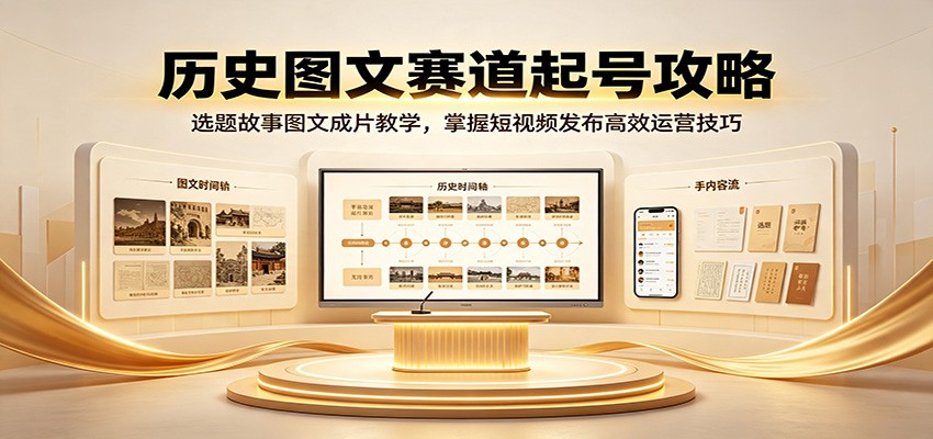 历史图文赛道起号攻略:选题故事图文成片教学,掌握短视频发布高效运营技巧 - 网创智库网创-网赚-电商-tk-出海-AI-抖音-快手-小红书-视频号-玩法-创业-小程序-公众号-私域-s粉网创智库