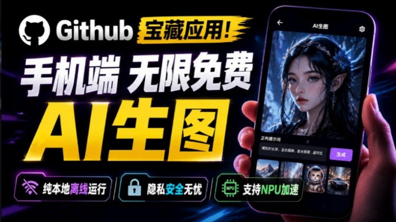 Github宝藏应用！手机端无限免费AI生图，纯本地离线运行，支持NPU加速斩获3.1k stars，local-dream网创-网赚-电商-tk-出海-AI-抖音-快手-小红书-视频号-玩法-创业-小程序-公众号-私域-s粉网创智库