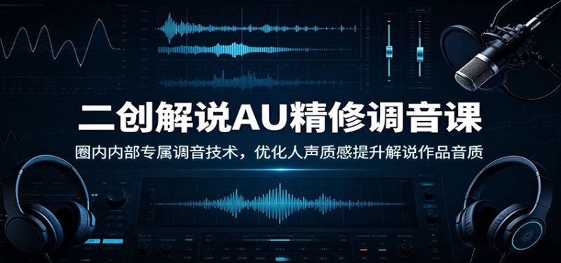 二创解说AU精修调音课：圈内内部专属调音技术，优化人声质感提升解说作品音质网创-网赚-电商-tk-出海-AI-抖音-快手-小红书-视频号-玩法-创业-小程序-公众号-私域-s粉网创智库