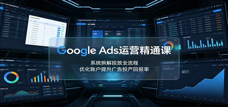 Google Ads运营精通课：系统拆解投放全流程，优化账户提升广告投产回报率网创-网赚-电商-tk-出海-AI-抖音-快手-小红书-视频号-玩法-创业-小程序-公众号-私域-s粉网创智库