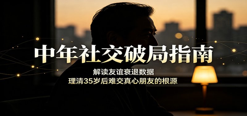 中年社交破局指南：解读友谊衰退数据，理清35岁后难交真心朋友的根源网创-网赚-电商-tk-出海-AI-抖音-快手-小红书-视频号-玩法-创业-小程序-公众号-私域-s粉网创智库