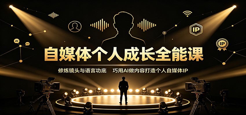 自媒体个人成长全能课:修炼镜头与语言功底,巧用AI做内容打造个人自媒体IP - 网创智库网创-网赚-电商-tk-出海-AI-抖音-快手-小红书-视频号-玩法-创业-小程序-公众号-私域-s粉网创智库