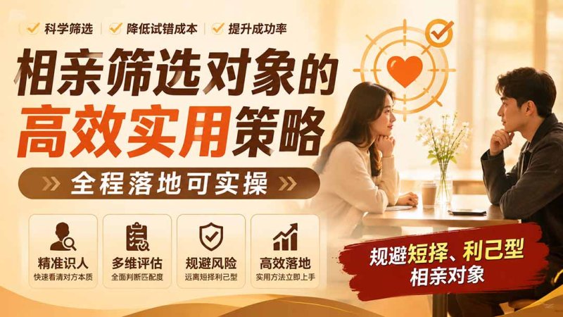 付费文章：相亲筛选对象的高效实用策略，全程落地可实操，规避短择、利己型相亲对象网创-网赚-电商-tk-出海-AI-抖音-快手-小红书-视频号-玩法-创业-小程序-公众号-私域-s粉网创智库