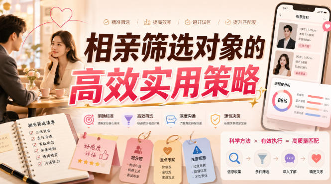 付费文章：相亲筛选对象的高效实用策略网创-网赚-电商-tk-出海-AI-抖音-快手-小红书-视频号-玩法-创业-小程序-公众号-私域-s粉网创智库