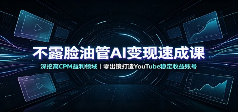 不露脸油管AI变现速成课：深挖高CPM盈利领域，零出镜打造YouTube稳定收益账号网创-网赚-电商-tk-出海-AI-抖音-快手-小红书-视频号-玩法-创业-小程序-公众号-私域-s粉网创智库