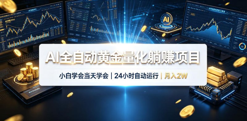 AI全自动黄金量化躺賺项目，24小时自动运行，月入2W！网创-网赚-电商-tk-出海-AI-抖音-快手-小红书-视频号-玩法-创业-小程序-公众号-私域-s粉网创智库