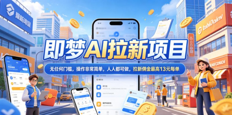 2026年即梦AI拉新项目最新玩法,无任何门槛,操作非常简单,人人都可做,拉新佣金最高13米每单(更新08月07日)网创-网赚-电商-tk-出海-AI-抖音-快手-小红书-视频号-玩法-创业-小程序-公众号-私域-s粉网创智库