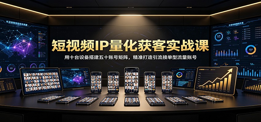短视频IP量化获客实战课:用十台设备搭建五十账号矩阵,精准打造引流接单型流量账号 - 网创智库网创-网赚-电商-tk-出海-AI-抖音-快手-小红书-视频号-玩法-创业-小程序-公众号-私域-s粉网创智库