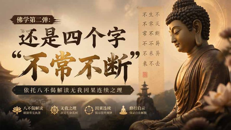付费文章：佛学第二弹：还是四个字“不常不断”依托八不偈解读无我因果连续之理网创-网赚-电商-tk-出海-AI-抖音-快手-小红书-视频号-玩法-创业-小程序-公众号-私域-s粉网创智库