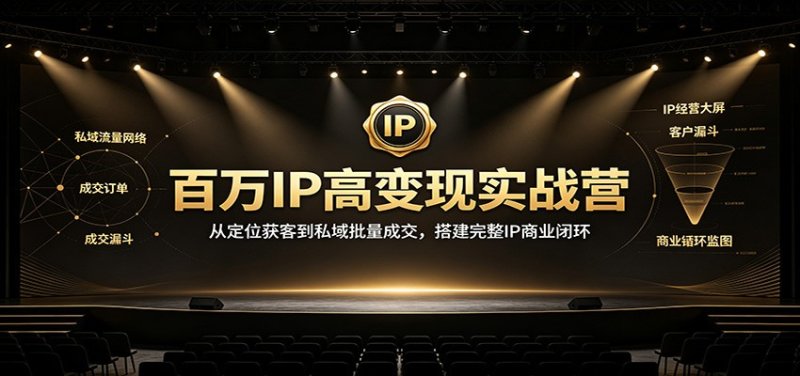 百万IP高变现实战营：从定位获客到私域批量成交，搭建完整IP商业闭环网创-网赚-电商-tk-出海-AI-抖音-快手-小红书-视频号-玩法-创业-小程序-公众号-私域-s粉网创智库
