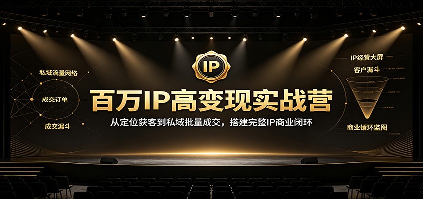 百万IP高变现实战营：从定位获客到私域批量成交，搭建完整IP商业闭环 - 网创智库网创-网赚-电商-tk-出海-AI-抖音-快手-小红书-视频号-玩法-创业-小程序-公众号-私域-s粉网创智库