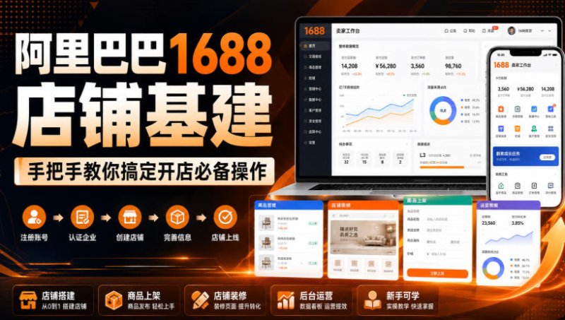 阿里巴巴1688店铺基建，手把手教你搞定开店必备操作(更新8月)网创-网赚-电商-tk-出海-AI-抖音-快手-小红书-视频号-玩法-创业-小程序-公众号-私域-s粉网创智库