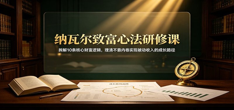纳瓦尔致富心法研修课：拆解10条核心财富逻辑，理清不靠内卷实现被动收入的成长路径网创-网赚-电商-tk-出海-AI-抖音-快手-小红书-视频号-玩法-创业-小程序-公众号-私域-s粉网创智库