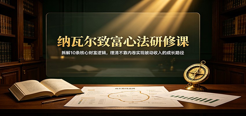 纳瓦尔致富心法研修课：拆解10条核心财富逻辑，理清不靠内卷实现被动收入的成长路径 - 网创智库网创-网赚-电商-tk-出海-AI-抖音-快手-小红书-视频号-玩法-创业-小程序-公众号-私域-s粉网创智库