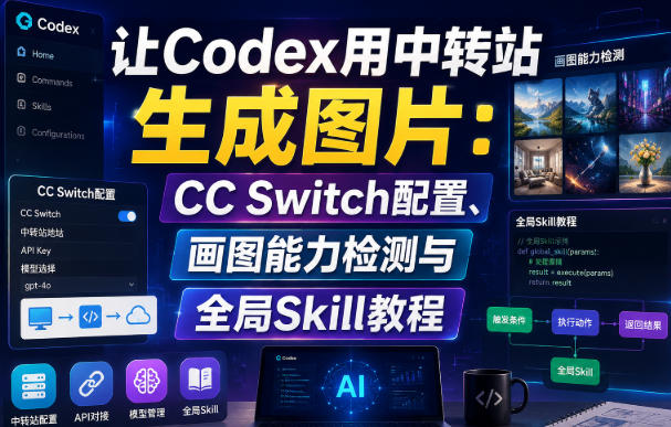 让Codex用中转站生成图片：CC Switch配置、画图能力检测与全局Skill教程网创-网赚-电商-tk-出海-AI-抖音-快手-小红书-视频号-玩法-创业-小程序-公众号-私域-s粉网创智库